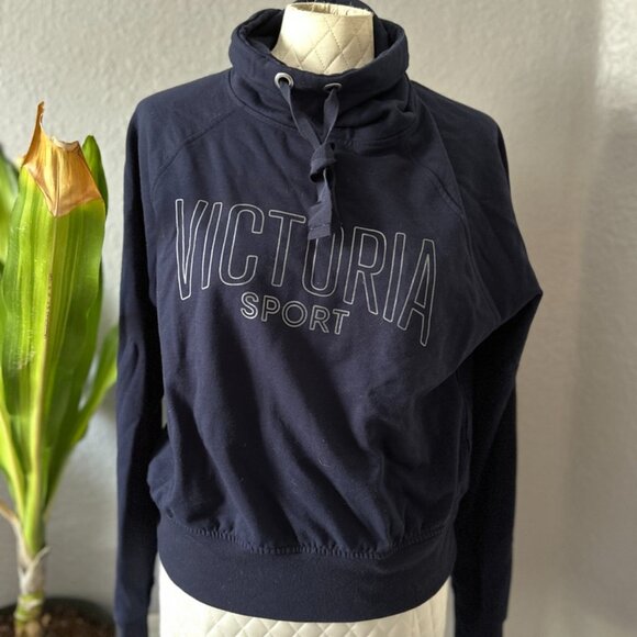 Victoria's Secret VS PINK Sport Pullover Drawstring Collar Navy Silver, Size S - Picture 1 of 9